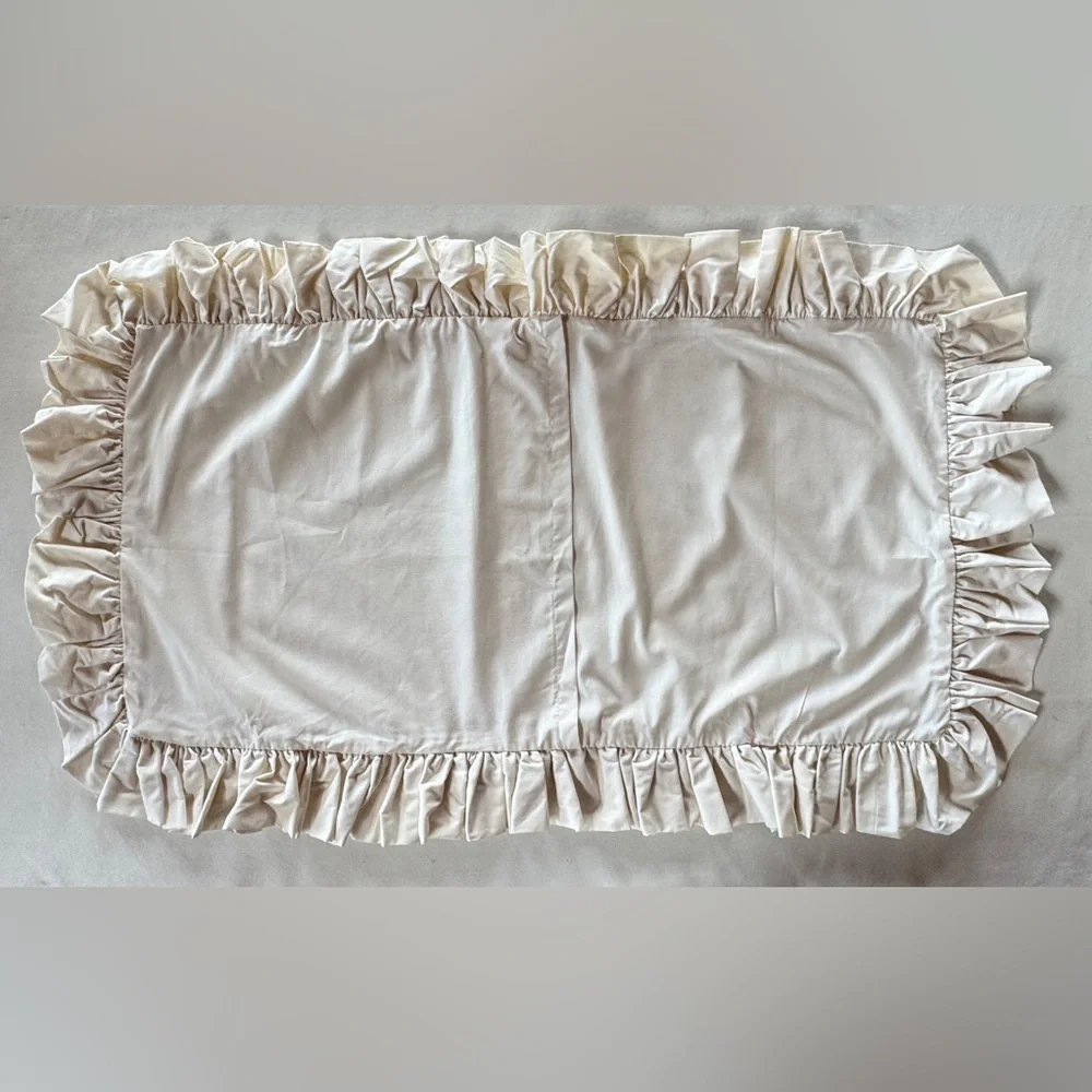 Vintage Custom Cottagecore Muslin & Eyelet King Pillow Shams (2 Unused Shams)
